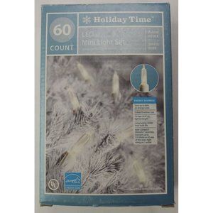 Holiday Time 60 Led Mini Light Set Warm White Indoor/Outdoor WHITE WIRE
